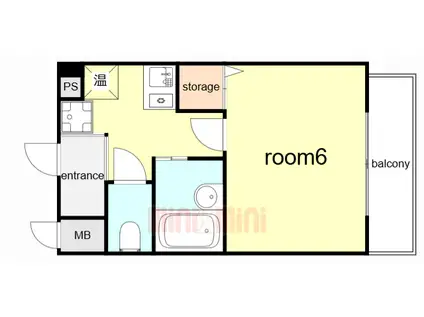 ドム・シンエイ(1K/2階)の間取り写真