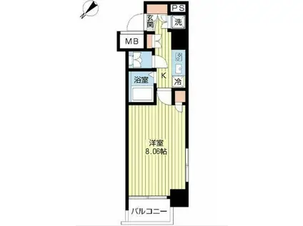 スカイコート日本橋浜町第3(1K/7階)の間取り写真