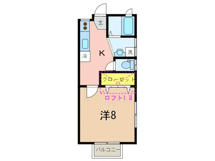 ビューハイツA(1K/1階)の間取り写真