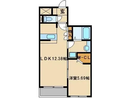 ユートリーパークマンション(1LDK/3階)の間取り写真
