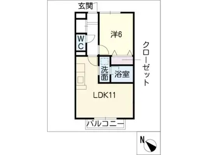 パレ・ガルニエ イースト(1LDK/2階)の間取り写真