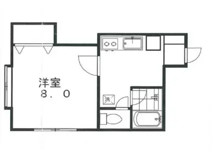 旭ハウス上所II(1K/2階)の間取り写真