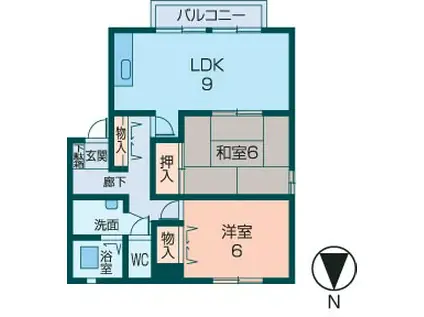 アネシスC(2LDK/1階)の間取り写真