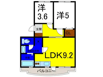 第1ますやマンション(2LDK/2階)の間取り写真