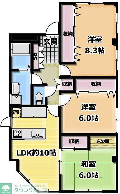 市川大州マンション(3LDK/3階)の間取り写真