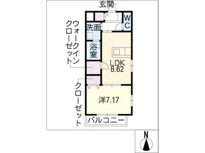 クレストールM2(1LDK/1階)の間取り写真