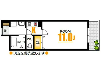 十日市森野ビル(1K/7階)の間取り写真