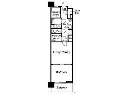 アパートメンツ三軒茶屋 ブラッサムテラス(1LDK/4階)の間取り写真