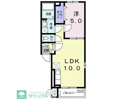 アムール(1LDK/3階)の間取り写真