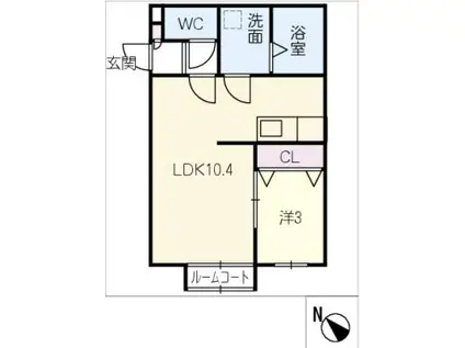 PROUD(1LDK/2階)の間取り写真