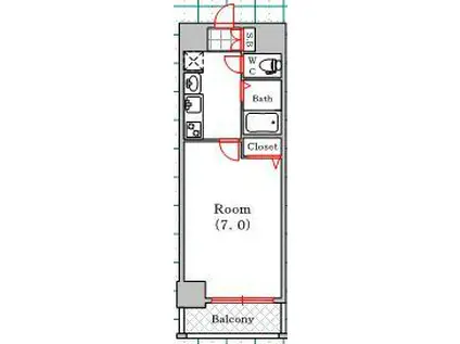 エステムコート難波サウスプレイス(1K/2階)の間取り写真