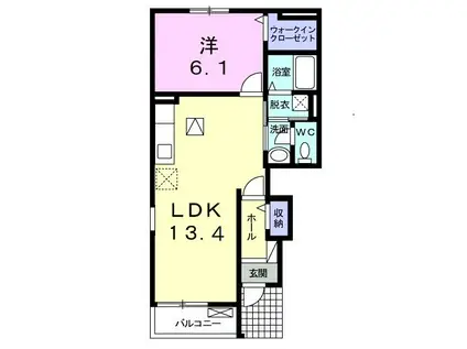 サクラスクエア イースト(1LDK/1階)の間取り写真