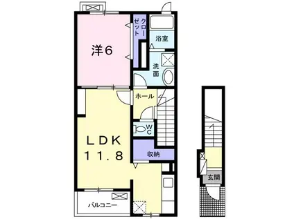 プレステージ若草(1LDK/2階)の間取り写真