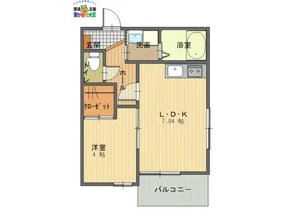 ルビーノ(1LDK/1階)の間取り写真