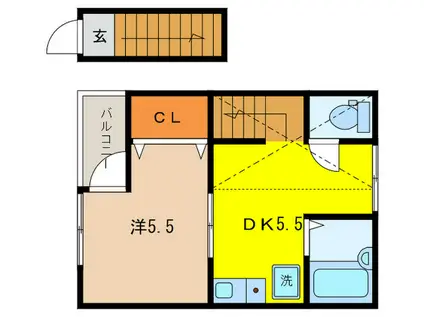 ツル菅原ハイツ(1DK/2階)の間取り写真