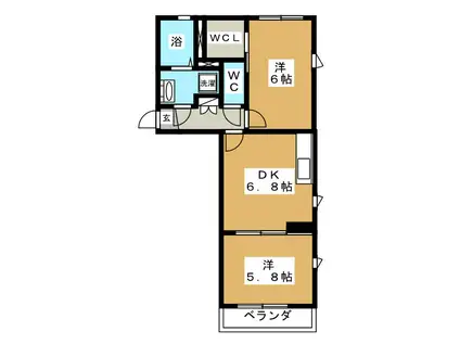 サンライフ日の森(2DK/2階)の間取り写真