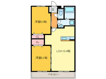 ITEMOTO下堀(2LDK/3階)の間取り写真