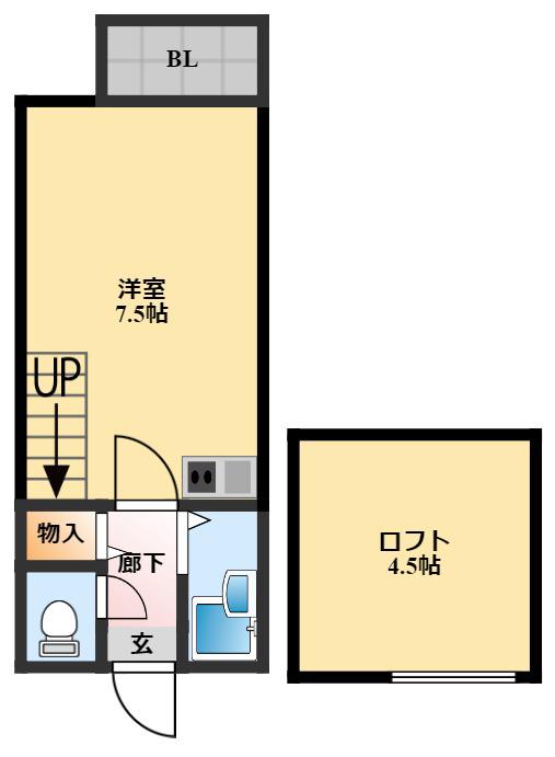 アメニティ葉山(ワンルーム/1階)の間取り写真