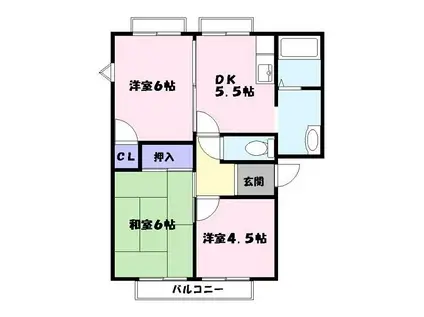 フレグランス金保A棟・B棟(3DK/1階)の間取り写真