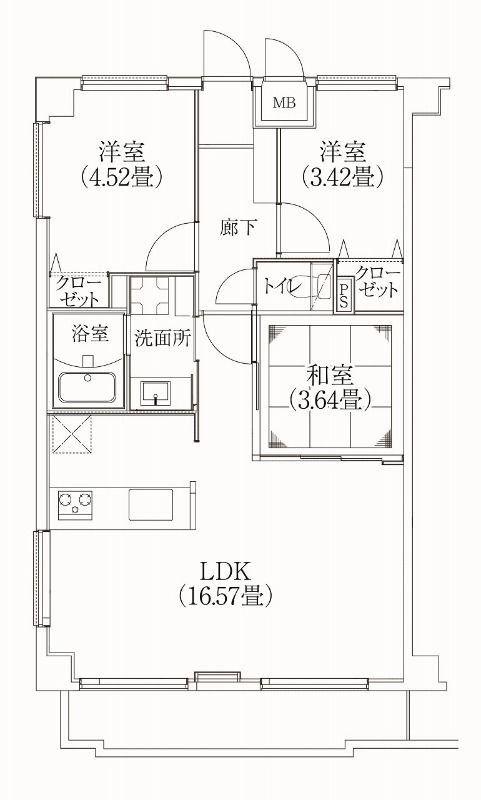 コスモリード学芸大学 (3LDK/1階)の間取り写真