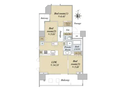 シティテラス武蔵境(3LDK/6階)の間取り写真