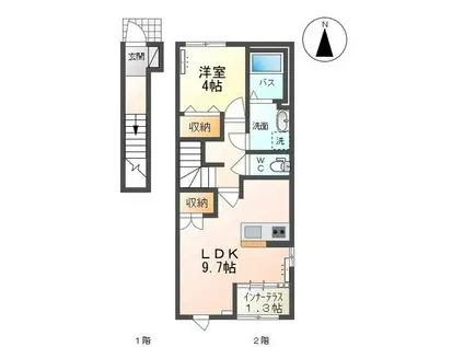 アーバンハイツ南原(1LDK/2階)の間取り写真