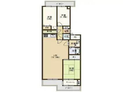 エバーグリーンポートタウン11棟(3LDK/12階)の間取り写真