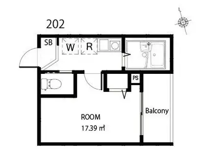 MELDIA南浦和IV(1K/2階)の間取り写真