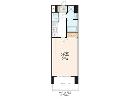 GRAND SOLEIL III(1K/4階)の間取り写真