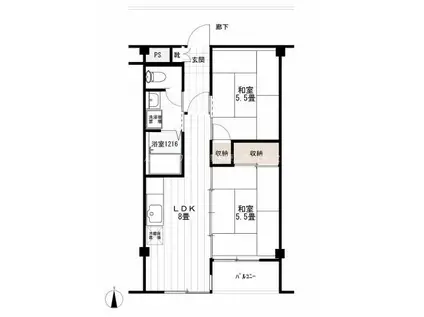 シティパル若宮1番館A(2DK/2階)の間取り写真