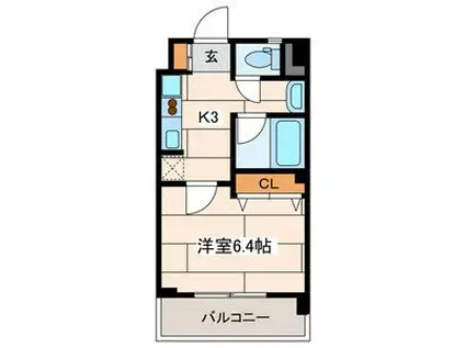 ヴァンヴェール1(1K/4階)の間取り写真