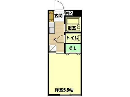 サウスウインド(1K/1階)の間取り写真