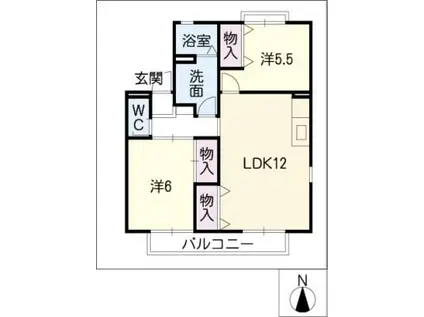 BONDS 北棟(2LDK/1階)の間取り写真