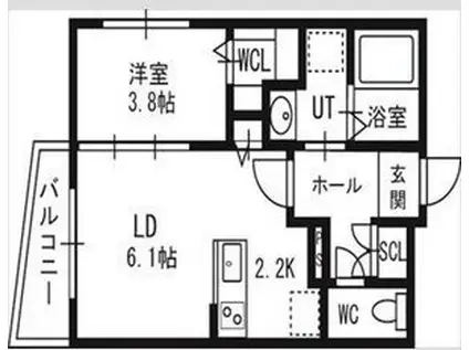 アルファスクエア北12西3(1LDK/3階)の間取り写真
