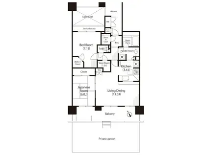 パークアベニュー川口(2SLDK/1階)の間取り写真