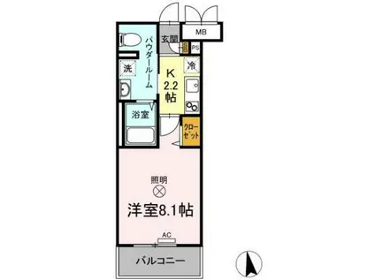 フォレスタ岡山医大南(1K/2階)の間取り写真