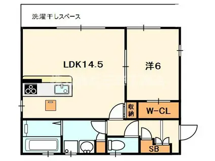 プレミアム長尾西町(1LDK/1階)の間取り写真