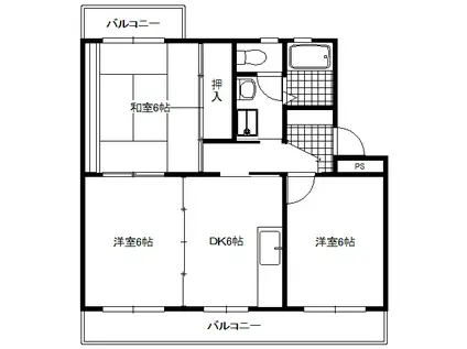 フローラ菊池(3DK/1階)の間取り写真