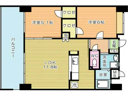 FELT127(2LDK/14階)の間取り写真