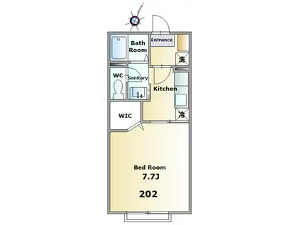 カーサ・デルソル(1K/2階)の間取り写真