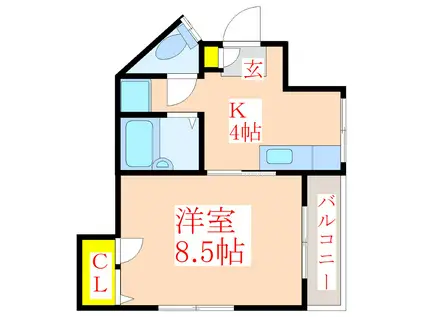 JS福重ビル(1K/2階)の間取り写真