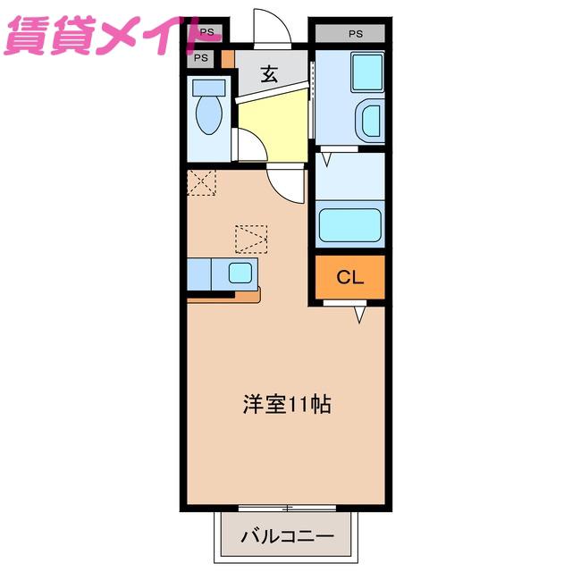 川崎ヒルズII(ワンルーム/1階)の間取り写真