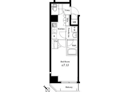 ロメック月島(1K/3階)の間取り写真