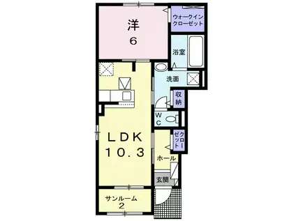 ジャスパーEX・II(1LDK/1階)の間取り写真