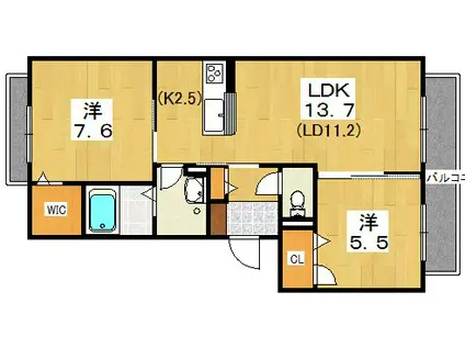 サクラヴィアーレ牧野阪(2LDK/2階)の間取り写真