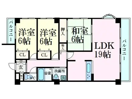 シャトーエレガンス(3LDK/1階)の間取り写真