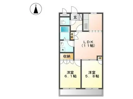 サンコート・ヴィラ(2LDK/2階)の間取り写真