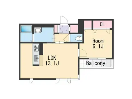 シャーメゾンNANRYU C棟(1LDK/2階)の間取り写真