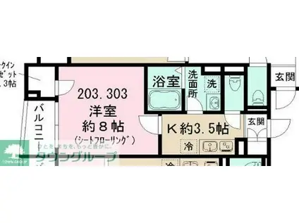 東京都練馬区上石神井南町計画(1K/3階)の間取り写真