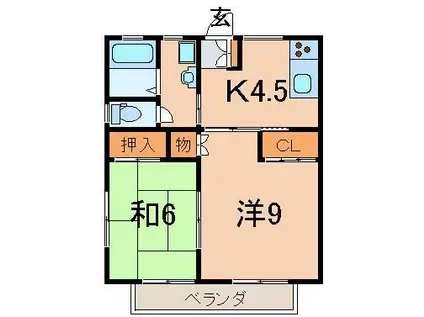 イーストM(2K/2階)の間取り写真